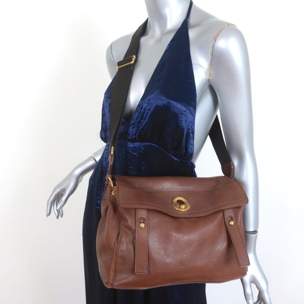 YVES SAINT LAURENT MUSE TWO MESSENGER BAG BROWN LEATHER MEDIUM SHOULDER BAG - Picture 1 of 12
